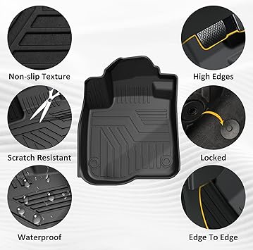 Floor Mats for Honda CRV (Include Hybrid), TPE All Weather Protection Floor Liners, Black