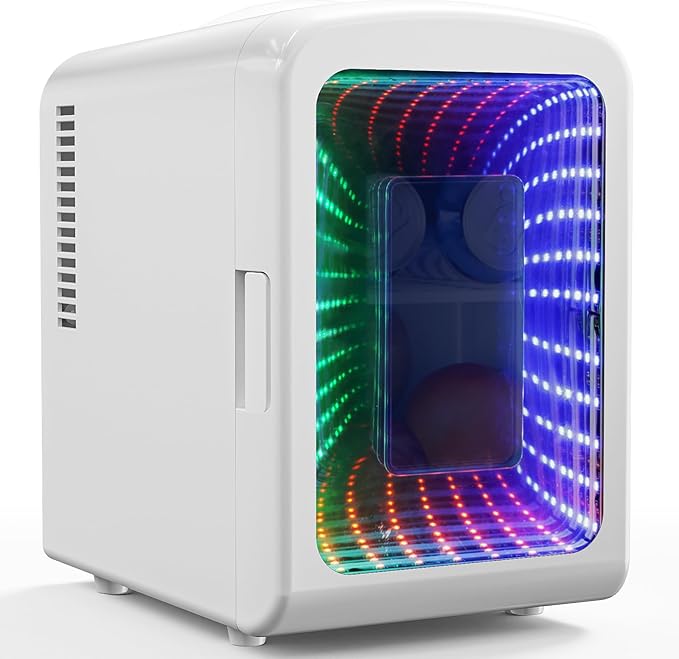 Mini Compact Refrigerator with Gaming Light, Portable Mini Fridge