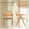 Rattan Dining Chairs 1-Piece, Wooden Armchair Cane Kitchen Chairs with Arms, Light Walnut Color