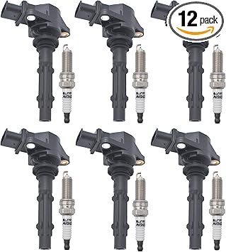 Ignition Coil Pack and Iridium Spark Plug Set of 6 Compatible with Mercedes-Benz