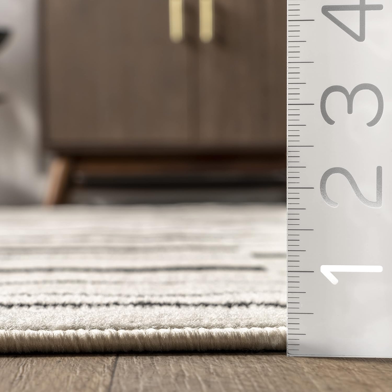 Birdie Modern Lines Area Rug, 8'10' x 12', Beige