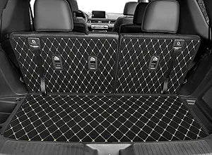 Cargo Liner & Backrest Mat Fit for Honda Pilot: Leather Trunk Mat Back Seat Cover Protector