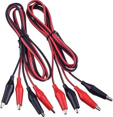 2 Groups 1M Alligator Clips Electrical, Insulated Test Leads with Alligator Clips, Stamping Double-Ended Jumper Wires for Electrical Testing, Circuit Connection, Experiment (Red & Black)
