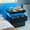 1-Piece LED Nightstand with 2 Drawers, Bedside Table with Drawers for Bedroom Furniture, Side Bed Table, Black