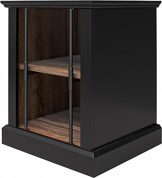 Hutton Two-Toned Rustic End Table with 2-Open Shelves, Black and Walnut