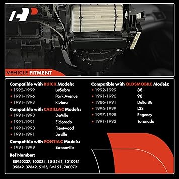 A-Premium Front HVAC Heater Blower Motor Assembly Compatible with Buick, Cadillac, Oldsmobile & Pontiac Vehicles