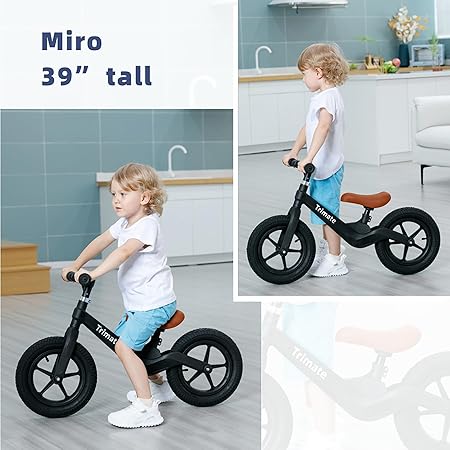 Toddler Balance Bike, Black - No Pedal Sport Bike, Inflated Tire, for Boys and Girls