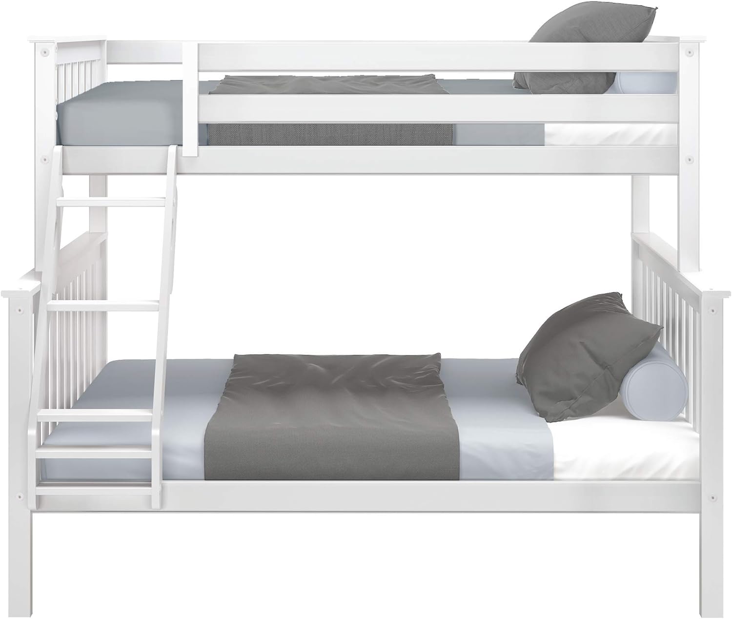 Bunk Bed Twin/Full with Ladder, Solid Wood