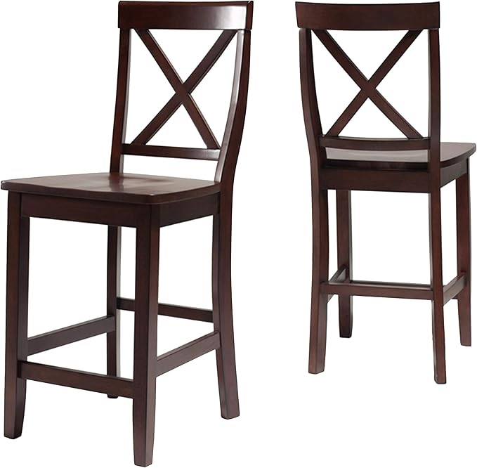 X-Back Bar Stool (Set of 2), Vintage Mahogany