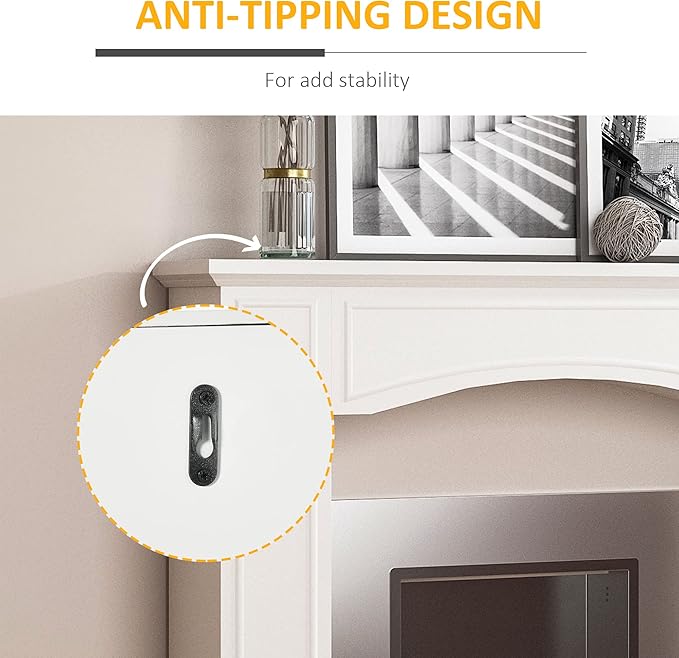 Modern Fireplace Mantel, Surround Mantels for Fireplace with Decorative Pattern Interior Width White