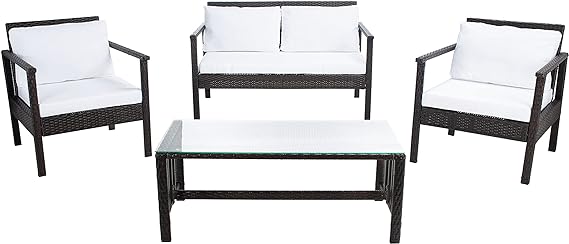 4 Piece Safavieh Outdoor Collection Garnen Wicker Set