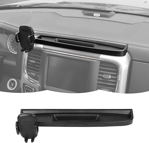Cell Phone Holder Dash Mount Holder with Storage Box Bracket Center Console Interior Accessories Compatible with Dodge RAM 2012-2017