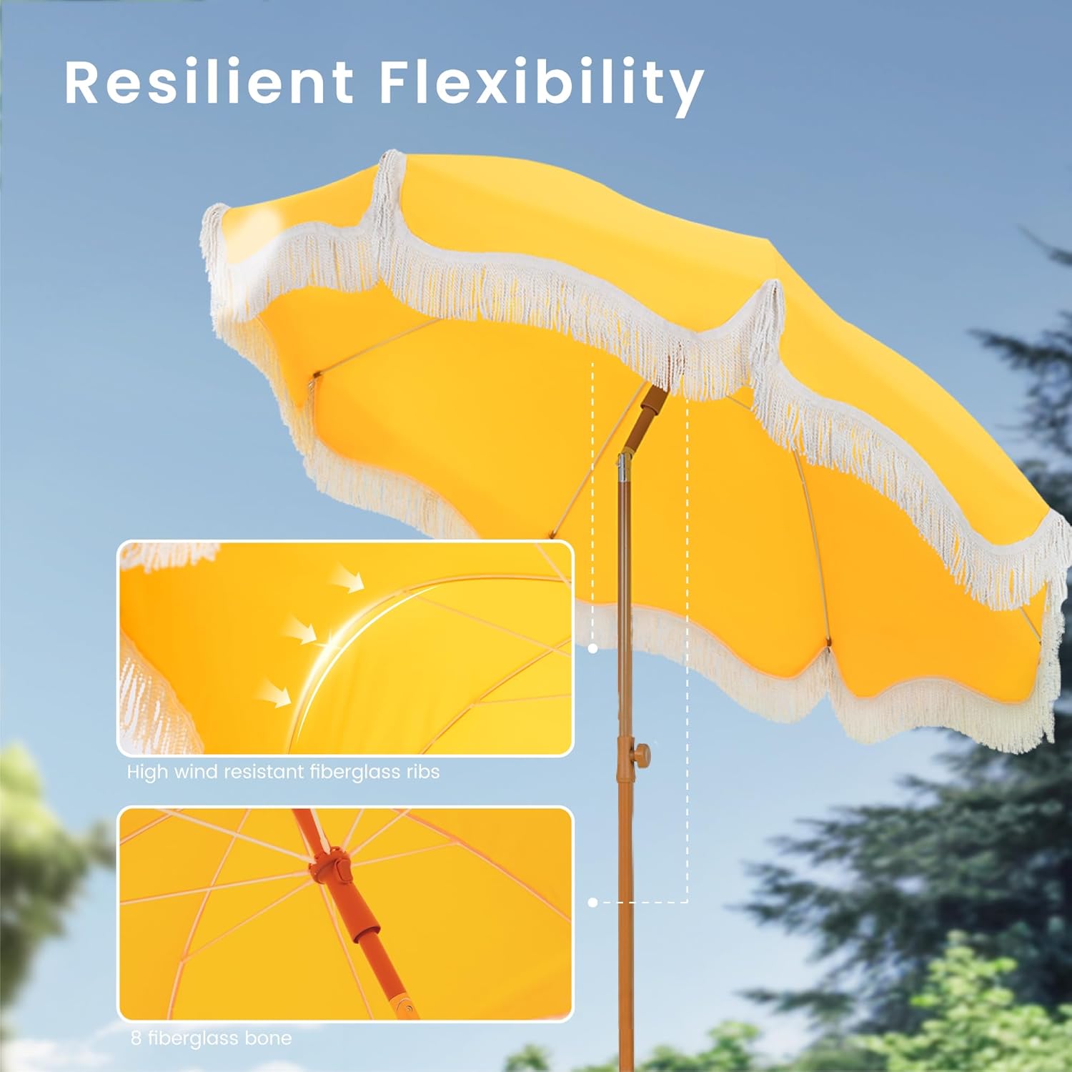 low prices on patio umbrellas portable Patio Umbrellas with Fringe, Outdoor Tilt Beach Umbrella Portable for – Salvage & Co Indy