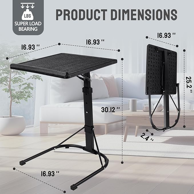 Folding TV Tray Table, Multi-Functional Personal Activity Table,Adjustable Height TV Dinner Table, Foldable Tray Table for Dining and Laptops,Space Saving