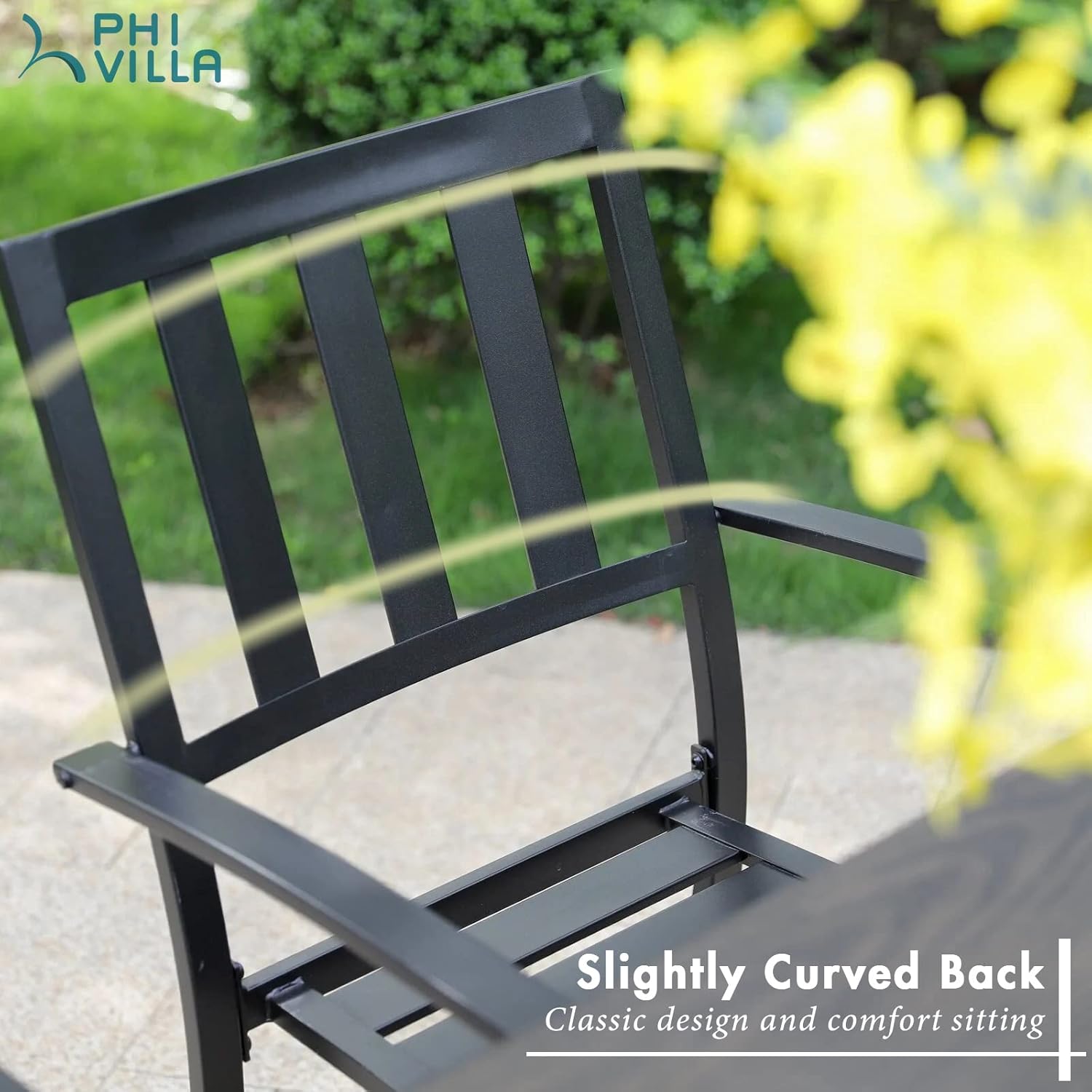 2 Pcs Patio Metal Dining Chairs