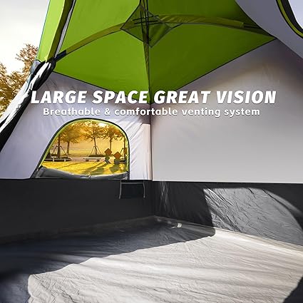 Portable Cabin Camping Tent 4-Person Easy Set Up, Waterproof with Top Rainfly