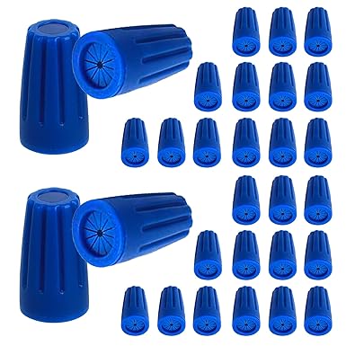 30PCS Waterproof Wire Electrical Connectors, Outdoor Seal Electrical Twist Nuts Caps Cable Terminal Connector for Landscape Light, Irrigation Valves, Wet Location Installation, Blue