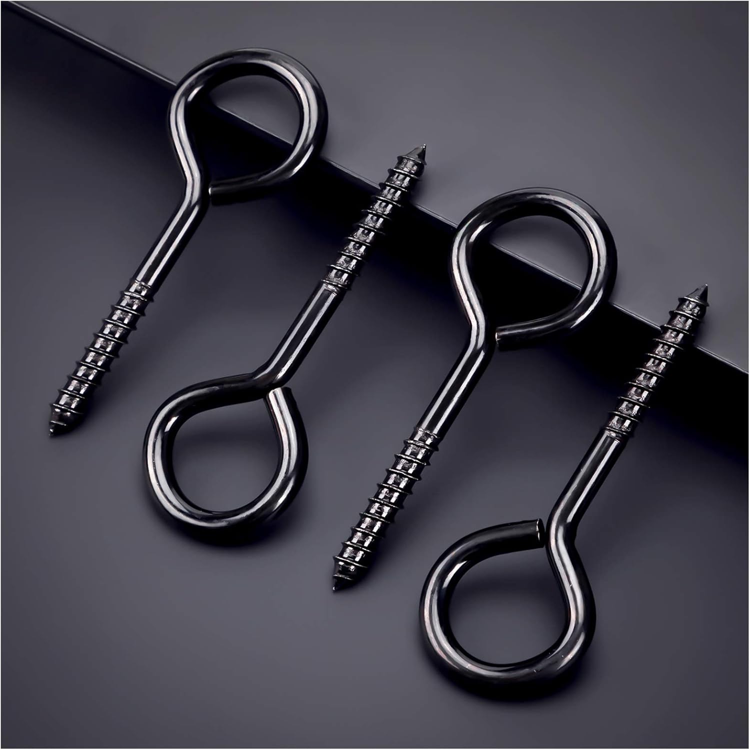 5 Inch Eye Hooks, Eye Bolts Screw 10 Pcs Heavy Duty Black Large Screw Eye Hooks for Hanging, Tie-Downs,