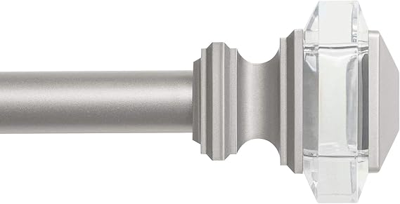 Curtains PrismCurtain Rod and Finial Set, Matte Silver