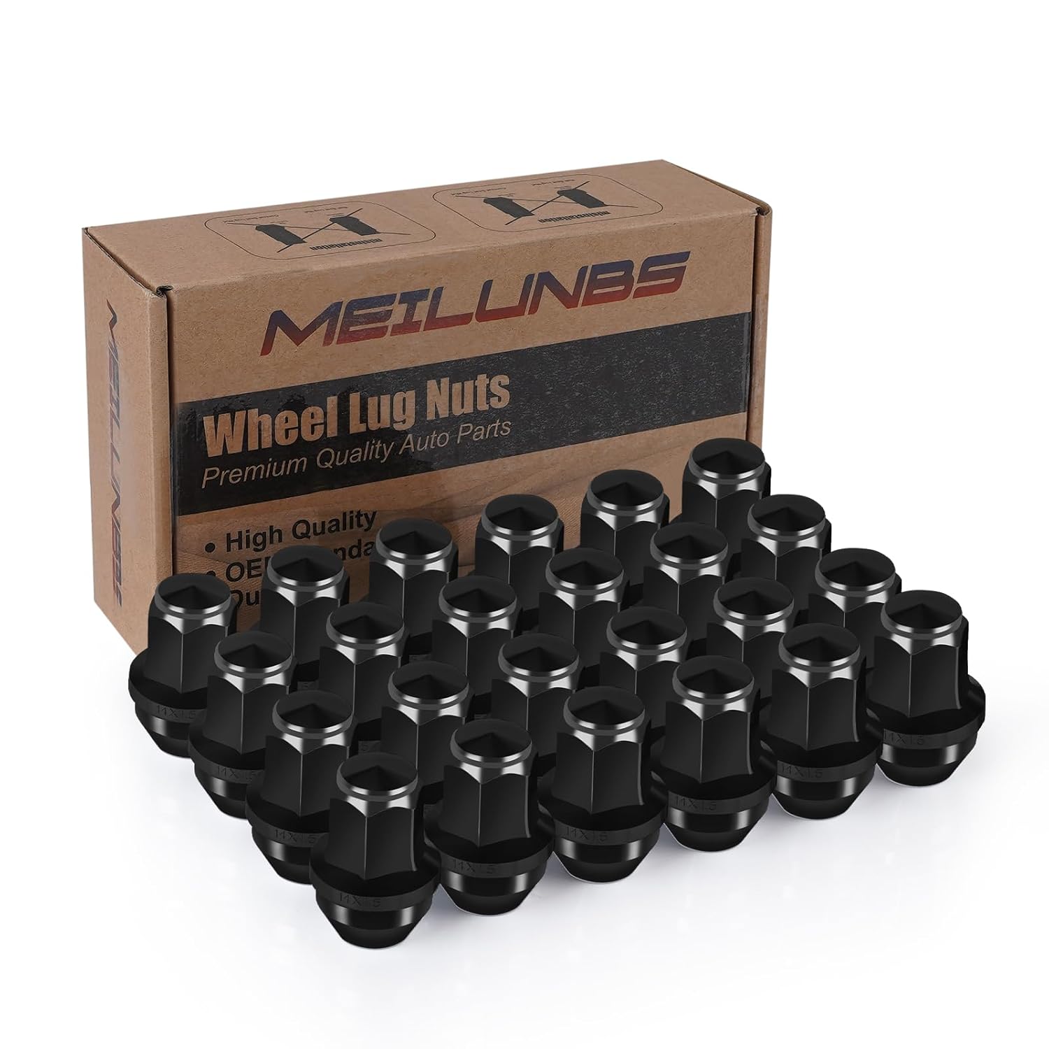 Black One-Piece OEM Factory Style Large Acorn Lug Nuts