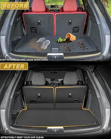 Cargo Mat & Backrest Mat Fit for Acura MDX: All Weather Protection PU Leather Cargo Liner Back Seat Cover Protector MDX Accessories