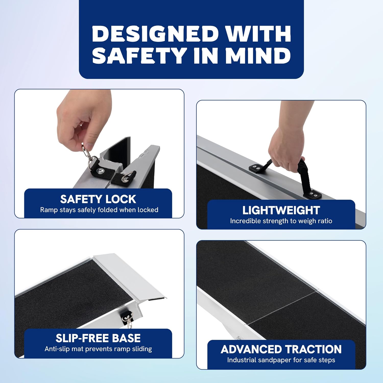 Foldable Aluminum Dog Ramp, Pet Ramp for Car, Portable, Heavy-Duty, Outdoor Use, Black