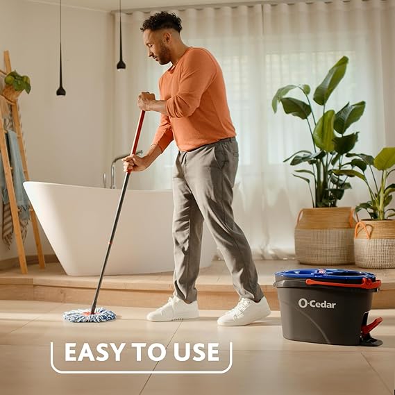 RinseClean Spin Mop & Bucket System | Clean with Clean Water | Removes 99% of Bacteria
