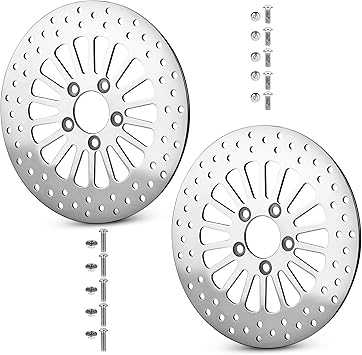 1 Front and 1 Rear Brake Rotor for Harley Road King FLHR 2008-2016/FLHX Street Glide 2008-2013/Road Glide/Electra Glide FLHTCU FLTRX FLHT Polished Stainless Steel Brake Disc Rotor