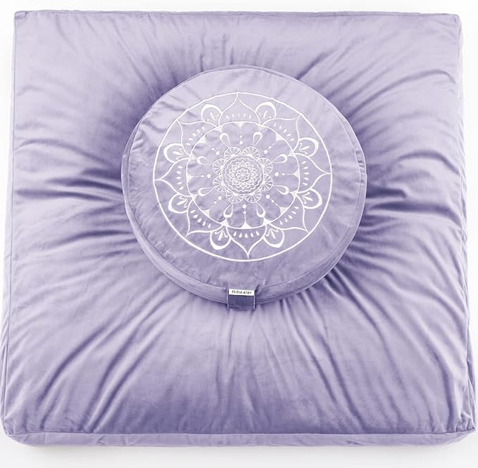 Meditation Cushion - Large Velvet Zafu Floor Pillow for Adults and Women