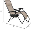 Beige Zero Gravity Folding Chair Patio Recliner with Adjustable Headrest And Side Tray (Set of 2 Chairs)