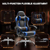 Video Game Desk Chair - Ergonomic Computer with Footrest and Comfy Lumbar Support, PU Leather Recliner with Headrest, Fixed Up Armrest, Height Adjustable with 360° Swivel, for Adults, Blue