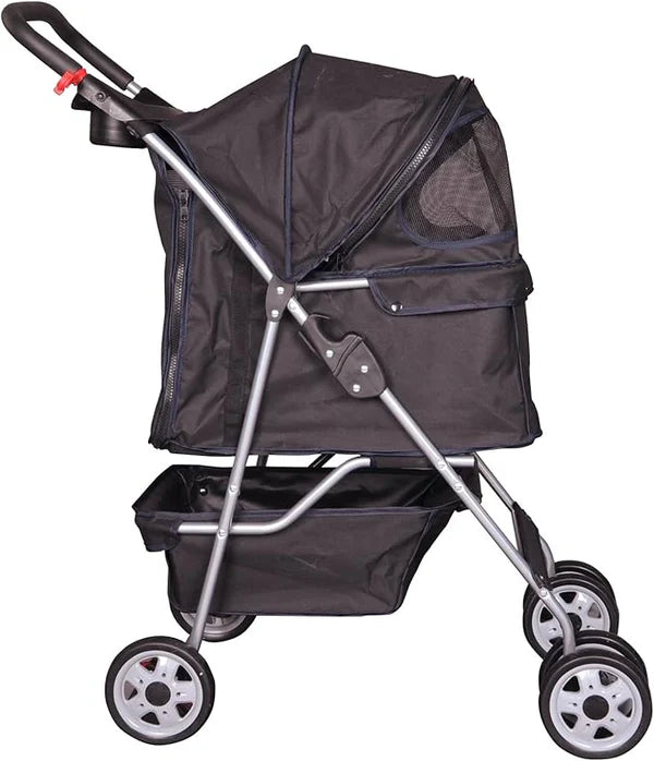 4-Wheel Folding Pet Stroller Carrier (Black)