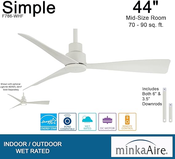 3 Blade Indoor / Outdoor Energy Star Ceiling Fan with Remote Included