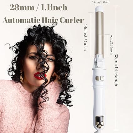 Automatic Curling Wand Rotating Curling Iron for Long Short Hair, Automatic Hair Curler with LED Display, Professional Hair Waver Hair Styling Irons Fast Heating Wand