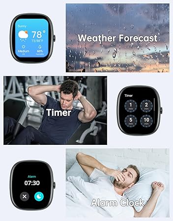Smart Watches for Women Men (Answer/Make Calls), 1,85" HD Smart Watch for iPhone/Android Phones, Fitness Tracker with 100+ Sport Heart Rate/Sleep Monitor Pedometer IP68 Waterproof (Black)