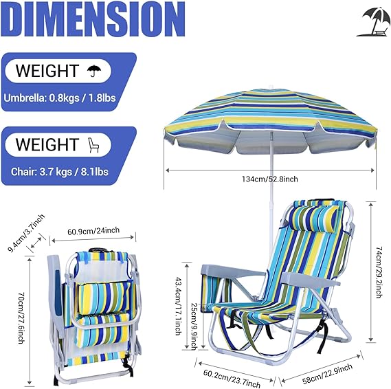 Backpack Beach Chair Beach Chairs, SET OF 2