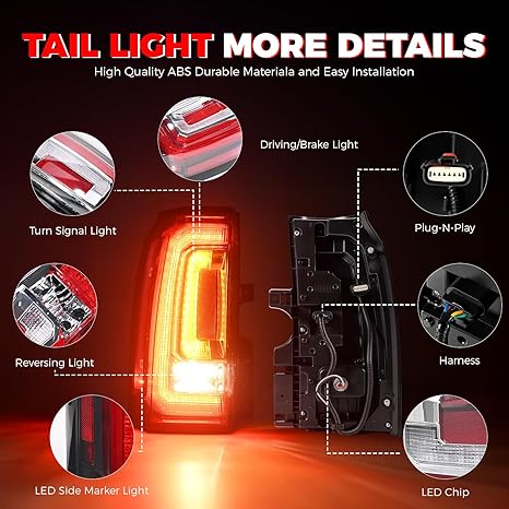 LED Tail Light Assembly Compatible GMC Yukon XL Left Driver Side Rear Taillight Assembly With Bulb Replaces