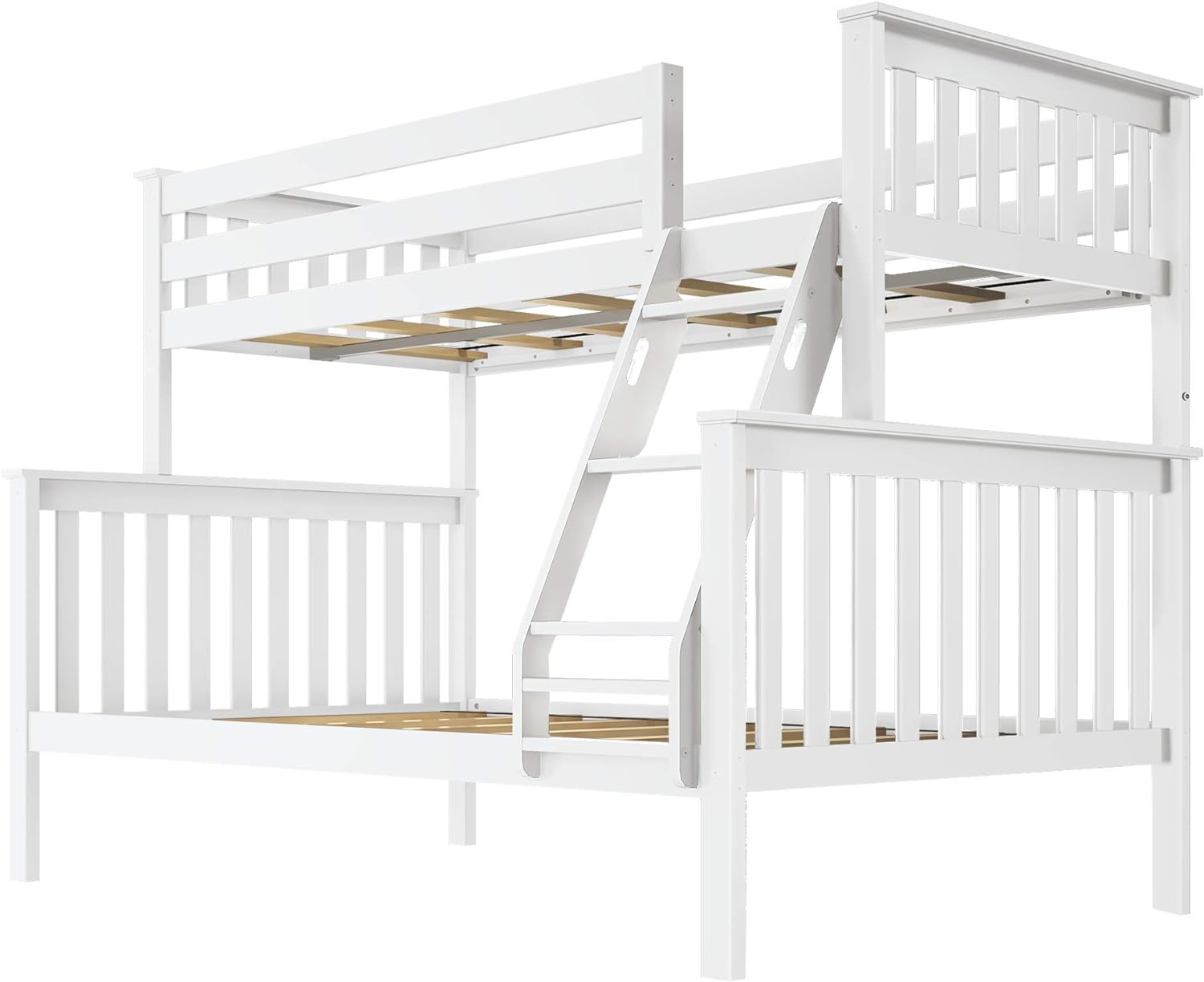 Bunk Bed Twin/Full with Ladder, Solid Wood