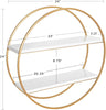 Sequoia Modern Round Wall Shelf, White and Gold, Contemporary Glam 2-Tier Floating Shelf Decor