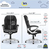 Amplify Executive Office Padded Arms, Adjustable Ergonomic Gaming Desk Chair with Lumbar Support, Faux Leather and Mesh, Black