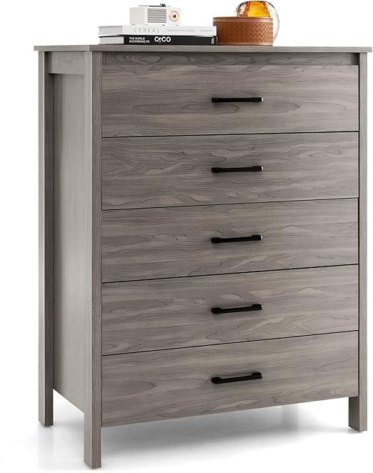 5-Drawer Chest Dresser for Bedroom - Multipurpose Storage Clothes Organizer with Metal Handles, Anti-Tip Kit, Chest of Drawers