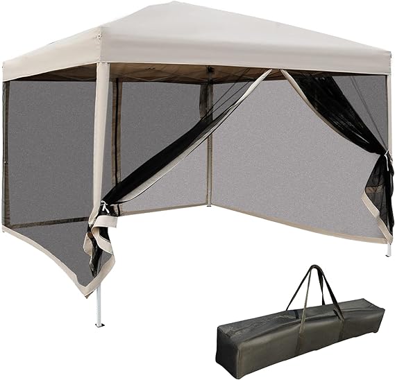 Oxford Pop Up Canopy Tent with Netting, Instant Screen Room House, Tents for Parties, Height Adjustable, with Carry Bag, for Outdoor, Garden, Patio