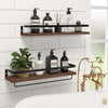 Floating Shelves Wall Mounted Storage Shelves for Kitchen, Bathroom,Set of 2 Brown
