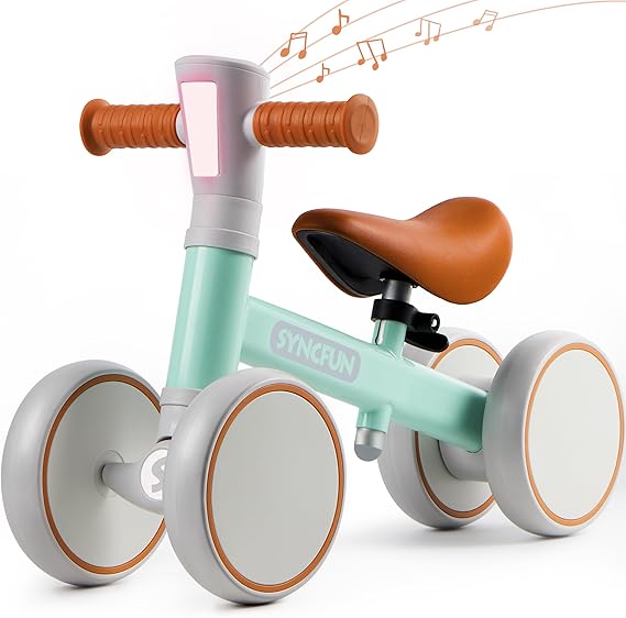 Baby Balance Bike with Music and Light for 1-2 Year Old Toddlers, 1st Birthday Gift, One Year Old for Boys Girls, Outdoor Baby Toys (Blue)