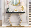 Black and Gold Entryway Table with Geometric Metal Base, Modern Console Table Foyer Hallway Table for Entryway,Living Room,(Black Marble and Gold)