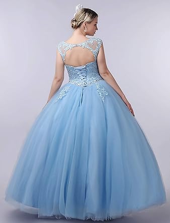 Boat Neck Lace Quinceanera Dresses Prom Princess Ball Gown