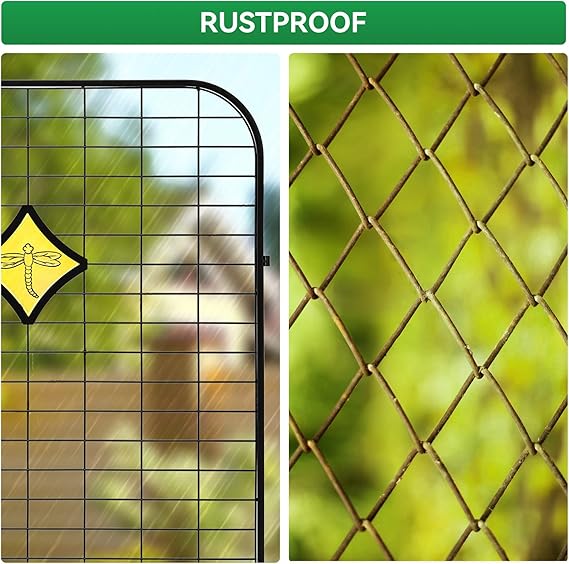 8 Pack Decorative Garden Fence Outdoor Metal RustProof Landscape Iron Wire Border Patio Fences Flower Fencing Animal Barrier Section Panels Decor
