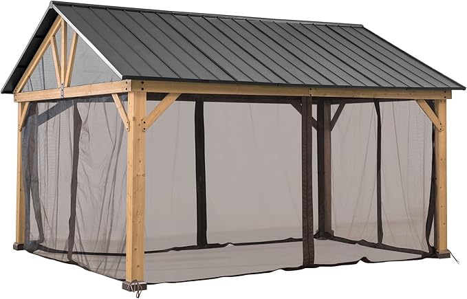 Original Universal Replacement Mosquito Wood-Framed Gazebos (with Netting Tube), Khaki