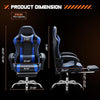 Video Game Desk Chair - Ergonomic Computer with Footrest and Comfy Lumbar Support, PU Leather Recliner with Headrest, Fixed Up Armrest, Height Adjustable with 360° Swivel, for Adults, Blue