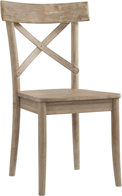 Whistle Stop X-Back Wooden Side Chair Set - Beige Farmhouse Wood Natural Finish - Set of 4